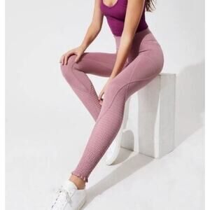 FREE PEOPLE MOVEMENT TIME IS NOW SMOCKED LEGGINGS MULBERRY SIZE SMALL NWOT